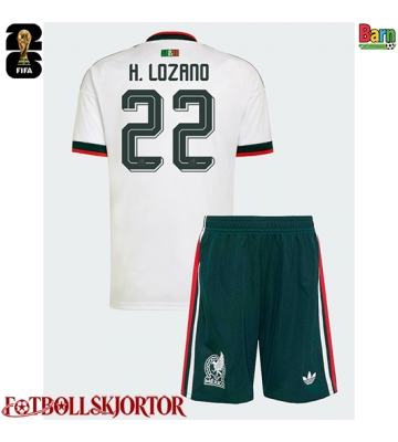 Mexiko Hirving Lozano #22 Borta Kläder Barn VM 2026 Kortärmad (+ Korta byxor)